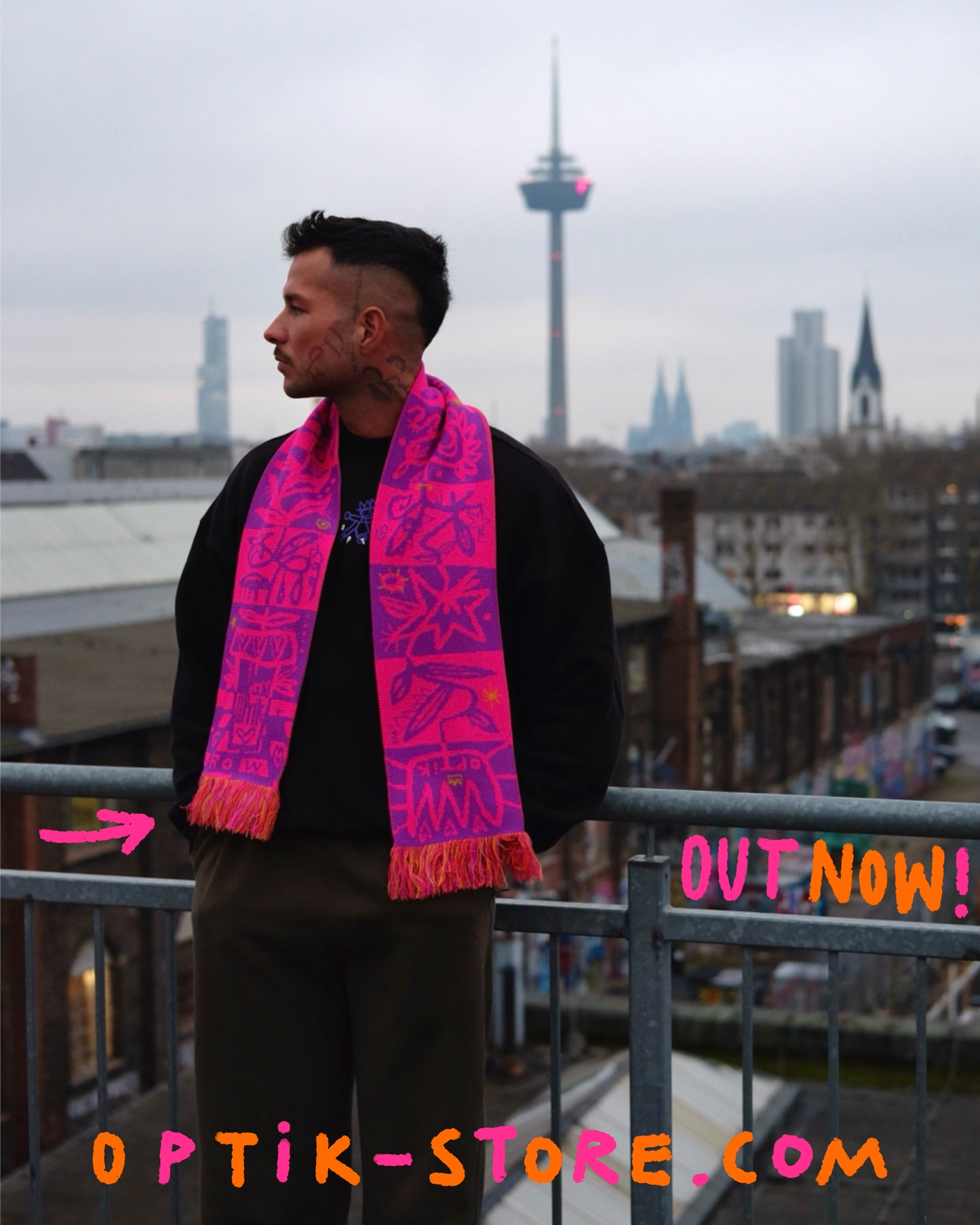 OPTIK Scarf HOT PINK 2