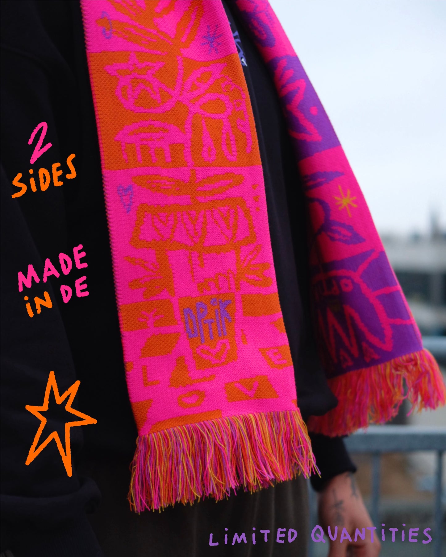 OPTIK Scarf HOT PINK 2